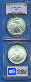 US Silver Eagle dollar 1 ounce MS-69 PCGS coin