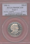 1991 S mint proof Susan B Anthony (SBA) dollar coin