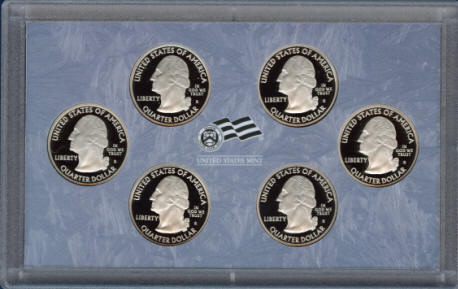 Holder showing front of 2009 proof quarters clad US mint set Q09