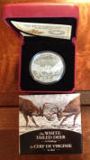 Canadian $20 siliver coin featuring two White Tailed Deer Bucks