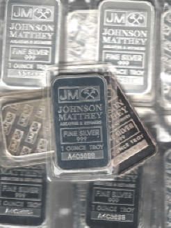 Lot of 10 Johnson Matthey 1 oz Silver bars