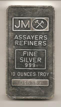 Johnson Matthey 10 ounce silver bar